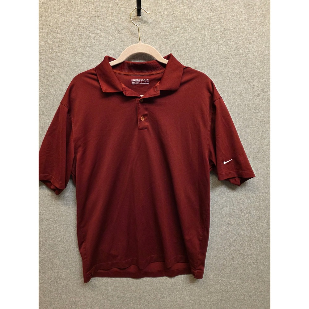 Nike Golf Mens Fit Dry Polo Shirt Burgundy Red Short Sleeve L 128898-678